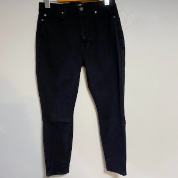 7 For All Mankind High Rise Black Women's Skinny Jeans Size 27 - Picture 2 of 15